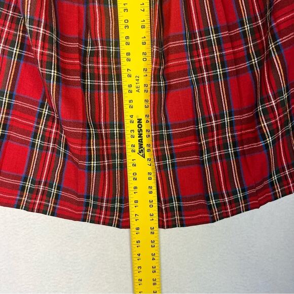 Lloyd New York Skirt Women's Size 10 Red Plaid Tartan Pleated Calf Length Vtg - Picture 6 of 8
